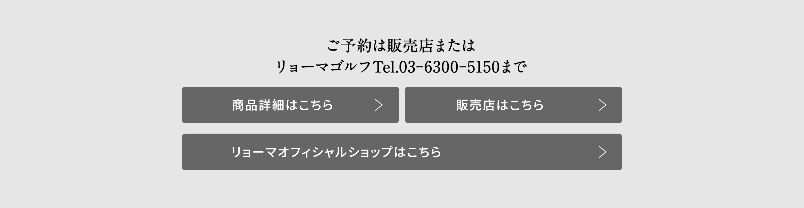 ご予約は販売店またはリョーマゴルフTel.0.-6300-5150まで